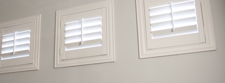 Small Windows in a San Jose Garage with Plantation Shutters